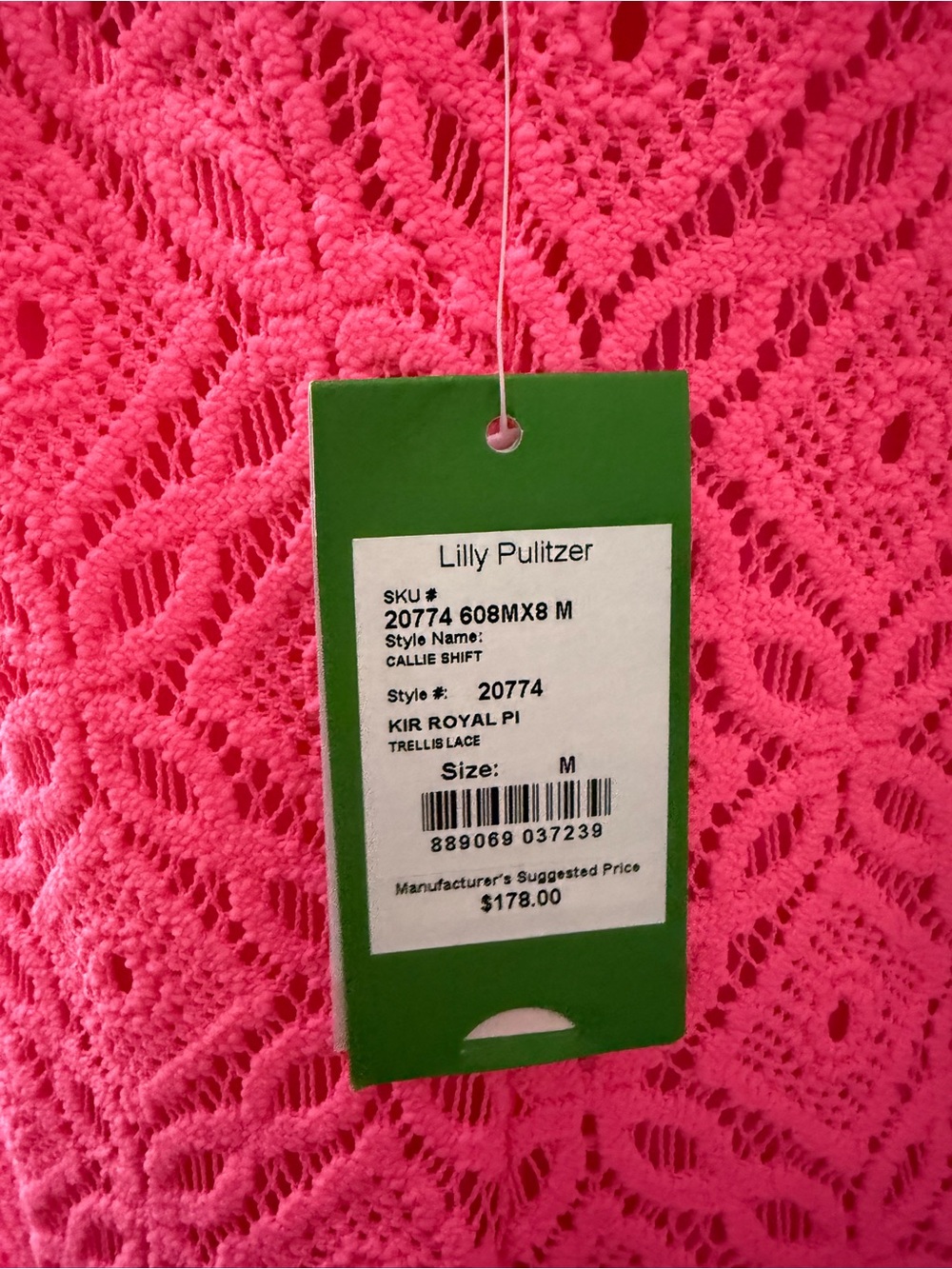 Lilly Pulitzer NWT Callie Shift Dress Trellis Lace Kir Royal Pink - Picture 6 of 6
